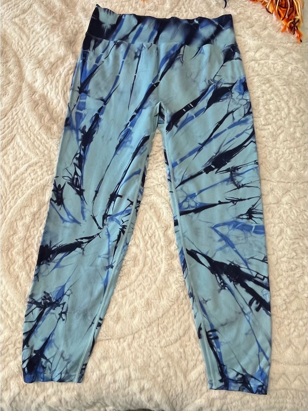 PINK Active Light Blue and Navy Tie-Dye Leggings Size XL